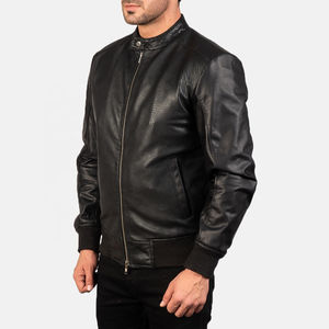 Men's Leather Jacket Customized with Stamped Pattern Genuine Sheep Leather <b>Motorbike</b> Jacket Bomber Leather Jacket - Product Image 4