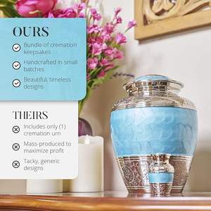 Urnes en métal modernes artisanales blanches pour les cendres humaines et les cercueils pour animaux de compagnie, forme ovale, durables et écologiques, marque Orrizen - Product Image 6