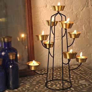 เชิงเทียน7-batti โลหะทองเหลืองแบบดั้งเดิมทำด้วยมือสำหรับตกแต่งห้อง pooja เสร็จสิ้นโบราณ - Product Image 4