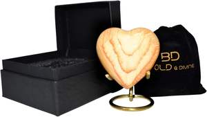 Oak <b>Wood</b> Design Urn Keepsake - Mini Heart Cremation Urn with Stand & Premium <b>Box</b> - <b>Small</b> Keepsake Urn - Honor Your Loved One - Product Image 5