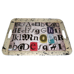 Vassoio Decorativo HMS 20\" Elegante e Raffinato in Metallo Bianco, Nero, Oro e Rosso per Esposizione e Servizio, Modello AL1164, Prodotto in Cina - Product Image 1