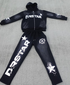 Ensemble sweat-shirt et pantalon de survêtement en coton 100% respirant, lavage à l'acide, jambe large, évasé, hiver, éco-responsable, Speedy Industry Custom - Product Image 4