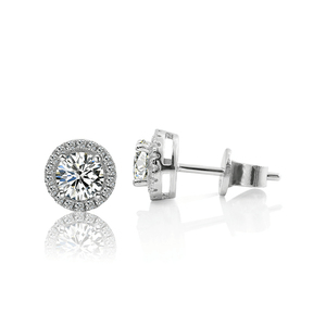 Boucles d'oreilles Halo Moissanite pour femme Boucles d'oreilles en argent Moissanite 1 carat Boucles d'oreilles de fiançailles en diamant Moissanite de la meilleure qualité - Product Image 2