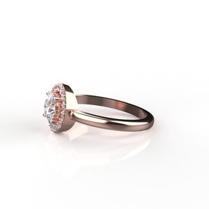 Avarta Jewellery Bague solitaire halo en or rose de 50 cents - Product Image 1