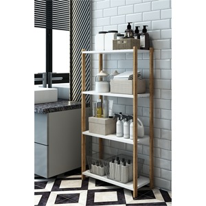 Asya White 4-<b>Tier</b> Wooden Multi-Purpose Shelf, <b>Plant</b> <b>Stand</b>, Bathroom Shelf and Bookcase - Product Image 4