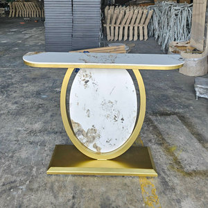 Modern 120x30x85cm <b>Console</b> Table with Iron Legs Ceramic Top Convertible for Villa or Living Room Antique Design Style-CST065 - Product Image 2