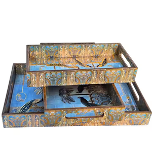 Plateau en bois MDF de taille personnalisée de haute qualité Design élégant fait à la main en métal artisanat hôtel Restaurant plateau de service alimentaire à faible coût usage domestique - Product Image 4