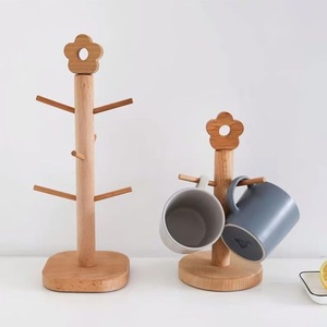 Support à tasses en bois naturel tendance, support de comptoir de cuisine, support à tasses à café et à thé, organisateur de rangement, support de table, organisateur suspendu - Product Image 5