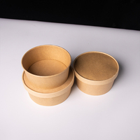 Bol jetable avec couvercle transparent, récipient rond en kraft pour soupe et salade à emporter, logo personnalisé OEM, vente en gros, boîte biodégradable
