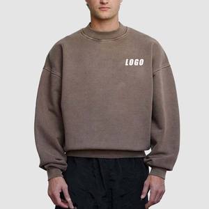 Personalizado 100% algodón de peso pesado lavado ácido Vintage francés Terry desgastado Sun Faded Basics sudaderas de gran tamaño pulóver estampado - Product Image 3