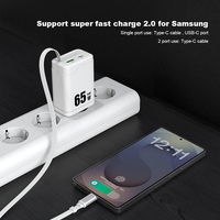 Nuevo Cargador GaN Retráctil de 65W con PD y PPS, Cargador Rápido Tipo-C con Cable USB-C para iPhone, Cargador Universal Portátil