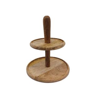 Présentoir à gâteau rond en bois, fer design moderne, finitions naturelles de luxe, présentoir pour fête d'anniversaire de mariage, vente en gros en vrac - Product Image 2