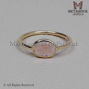 แหวนพลอยธรรมชาติพลอยนิรันดร,แหวนอัญมณีอัญมณีขายส่ง14K สีเหลืองทองง่าม - Product Image 2