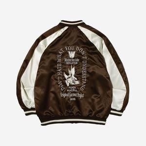 [OGARP] [PRODUCTO DE COREA] Símbolo Satén Sukajan Chaqueta Marrón - Product Image 2
