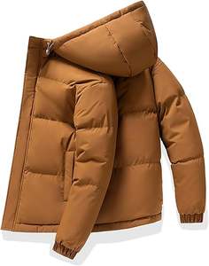 เสื้อแจ็กเก็ตบอมเบอร์ผ้าใบกันน้ำมีฮู้ดสำหรับผู้ชาย, เสื้อแจ็คเก็ตกันหนาวกลางแจ้งเล่นกีฬาย้อมสีล้วนมีซิปด้านหน้าหนาและสูง - Product Image 4