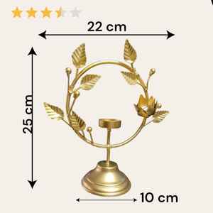 Porte-bougie chauffe-plat artisanal en métal doré, résistant à la chaleur, sans plomb, écologique, pièce maîtresse décorative pour la maison - Product Image 5