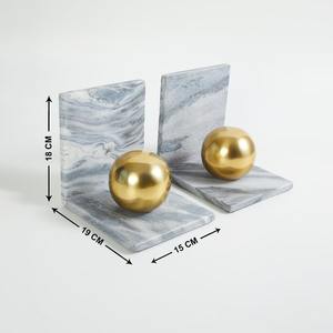 Luxury Modern <b>Gold</b> Abstract Metal Bookends with <b>White</b> Marble Handmade Attractive <b>Desk</b> Organizer Table Decorative Bookends - Product Image 1