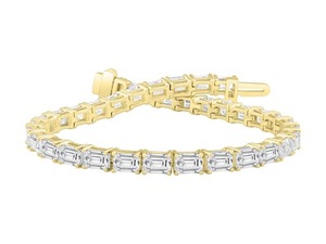 Statement Emerald Cut Diamond Horizontal Set Designer <b>Bracelet</b> 11.00 Ct F-G Lab Grown Diamond In Platinum Special Occasion Party - Product Image 3
