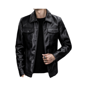 Autumn Winter Men's Quilted <b>Biker</b> <b>Jacket</b> New Slim-Fit Korean Style PU Leather <b>Jacket</b> Casual Style <b>jacket</b> for men - Product Image 1