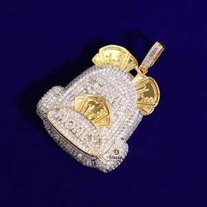 Fabuloso colgante de Hip Hop completamente helado personalizado 10 CTW brillante moissanita rodio plateado oro blanco 925 plata esterlina - Product Image 2