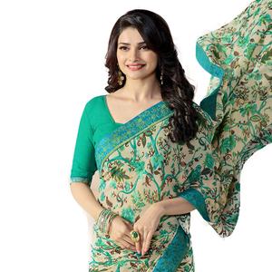 Sari indio tradicional de estilo étnico elegante con estampado digital de Bollywood en georgette para fiesta, blusa sin coser para mujer - Product Image 3