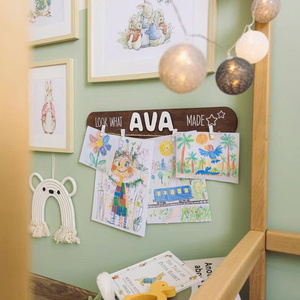 Natural Wood Kids Art Display Hanger Unique <b>Nursery</b> <b>Wall</b> Decor Preserve Artwork Inspire Creativity - Product Image 6