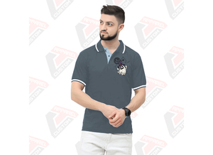 เสื้อยืดลายทางของผู้ชายที่เป็นเอกลักษณ์สำหรับเสื้อโปโลผ้าเดนิมผ้าลูกฟูกระบายอากาศทันสมัยเป็นมิตรกับสิ่งแวดล้อมสำหรับการปะติดเก๋ไก๋ในฤดูร้อน - Product Image 2