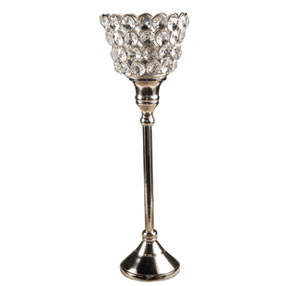 Candelero de vidrio alto de último diseño, diseño único grabado en Metal, forma redonda chapada en plata hecha a mano para lámpara de boda y Hotel - Product Image 2