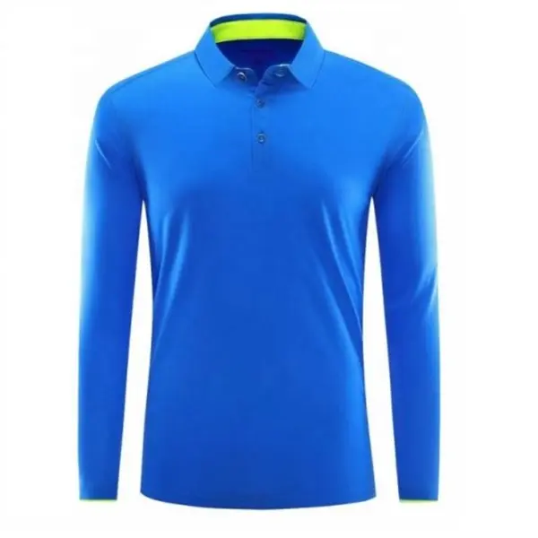 Drop Shoulder All Blue Wholesales Hoge Kwaliteit Lange Mouwen Poly Katoenen Heren T-Shirt
