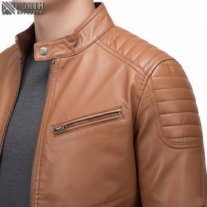 แจ็กเก็ตบอมเบอร์หนังสีน้ำตาลสำหรับขี่มอเตอร์ไซค์ทุกเพศพร้อมลายพรางกันน้ำและกันลม - Product Image 5