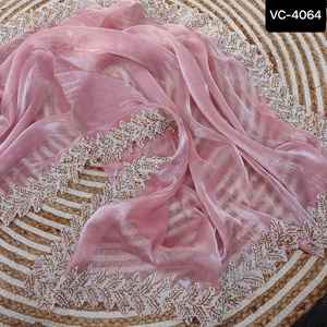 Saree de style indien Bollywood Morder avec tissu Jimmi Cho avec même chemisier à bordure en dentelle à bas prix - Product Image 3