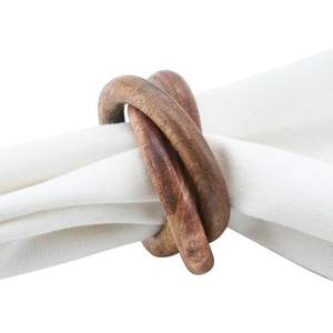 Anneau de serviette en bois moderne écologique fait à la main avec incrustation en laiton Décoration de table de luxe pour la salle à manger, les mariages et les fêtes - Product Image 3