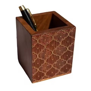 Squire en bois boîte multiple utiliser crayon et stylo stockage pour organisateur stationnaire porte-stylo bureau école - Product Image 1