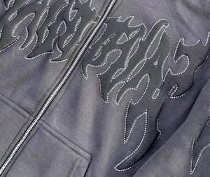 Unisex Custom Men's Sweatsuit Set Flare Sweatpants & Zip-Up Hoodie with 3D for Puff Print Vintage Acid Washed Tracksuit for Wint - Product Image 2