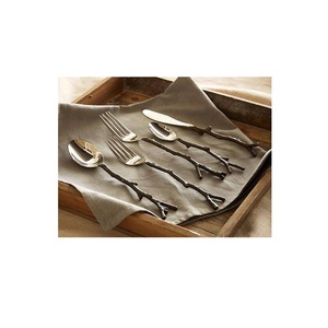 Solid Metal Flatware Set of 4 Piece with Hammered Design Uses for <b>Dinner</b> Handmade Flatware Spoons Fork & <b>Knife</b> Sets - Product Image 4