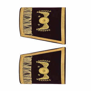 Masonic Regalia Best Fabric Hand Cuffs Par de guanteletes bordados con trenza dorada con lentejuelas Accesorios magnéticos Insignias para coser - Product Image 3