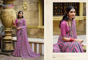 Georgette premium avec motif en mousseline de soie Lehariya Saree Catalogue complet disponible au tarif de gros vêtements décontractés - Product Image 4