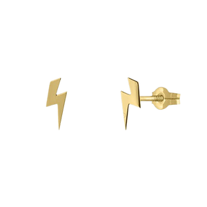 Pendientes de Oro Sólido 9K con Forma de Rayo (Disponibles en 10K-14K-18K) para Mujeres y Niñas, con Cierre de Rosca, Hechos en España - Product Image 1