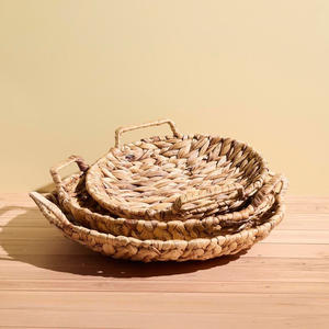 Braided weave snack fruit serving tray cheap price <b>water</b> hyacinth trays for home display <b>container</b> - Product Image 4