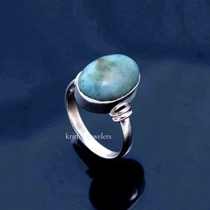 Handmade Unisex 925 Sterling Silver <b>Turquoise</b> Gemstone Wedding <b>Ring</b> High Quality Oval Cut Bezel Setting Bohemian Party Party - Product Image 1