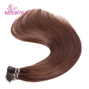 K.SWIGS 4 #   Extensiones de Cabello Humano Virgen Liso Marrón con Punta I, de 10-30 Pulgadas, 50g/50 Unidades, con Punta de Queratina, para Tejer Cabello a Granel - Product Image 3