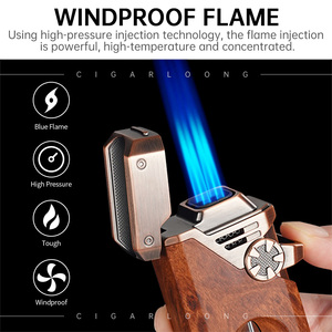 Được Xây Dựng Trong V Hình Dạng Dao Cigar Chủ Máy Bay Phản Lực Ngọn Lửa Butan Refillable <span class=keywords><strong>Torch</strong></span> Nhẹ Hơn Hút Thuốc Quà Tặng Cigar <span class=keywords><strong>Torch</strong></span> Nhẹ Hơn Với Máy Cắt - Product Image 3