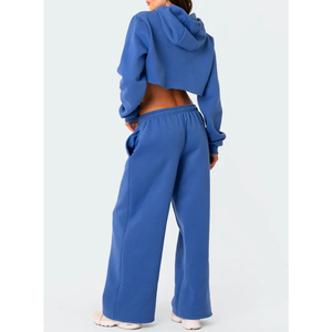 Pantalon de survêtement ample taille haute pour femme, coupe décontractée, en molleton de coton, style streetwear décontracté - Product Image 2
