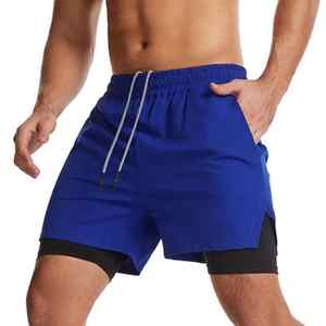 Pantalones cortos para correr de la mejor calidad Hombres 2 en 1 Pantalones cortos deportivos de secado rápido de doble capa 2 en 1 - Product Image 3