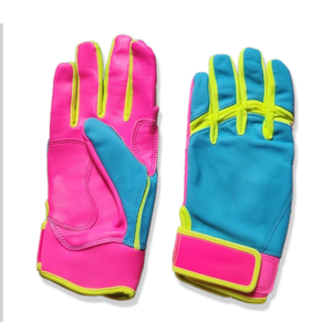 Neon Pink Blue Baseball Gloves Professional Grade Genuine Leather Batting Gloves Breathable Anti-Slip Durable Custom Logo Design - Product Image 1