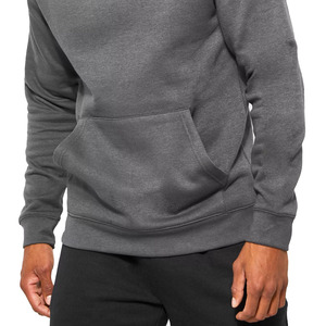 Vente en gros de pulls à capuche d'hiver pour hommes couleur anthracite 300 GSM polaire écologique coupe-vent poche kangourou logo personnalisé - Product Image 2