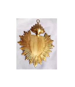 Corazón Sagrado de Metal, Corazón Católico Plano Dorado para Católicos y Regalos - Product Image 4