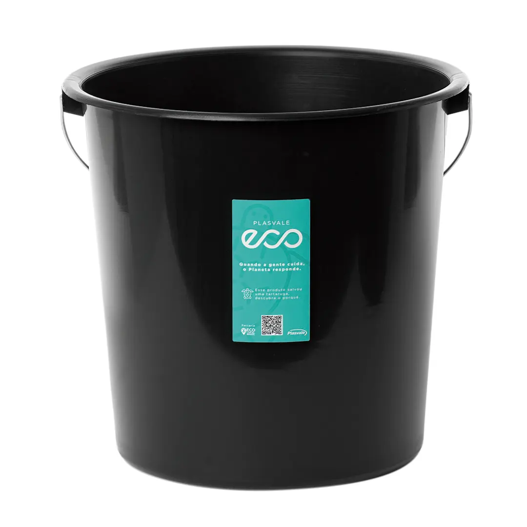 Bucket with Metal Handle ECO Line Sustainable 2 Sizes: 8L and 10L Capacity Resistant for Cleaning Tasks Plasvale
