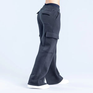 กางเกงขายาวผ้าแคนวาสเอวสูงทรงตรงแบบมีเชือกผูกสำหรับผู้หญิง - Product Image 3