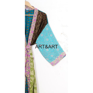 Kimono de seda Vintage elegante para mujer, bata larga de lujo con estampado Floral nupcial, camisón sencillo Sexy informal suave y transpirable de verano - Product Image 5